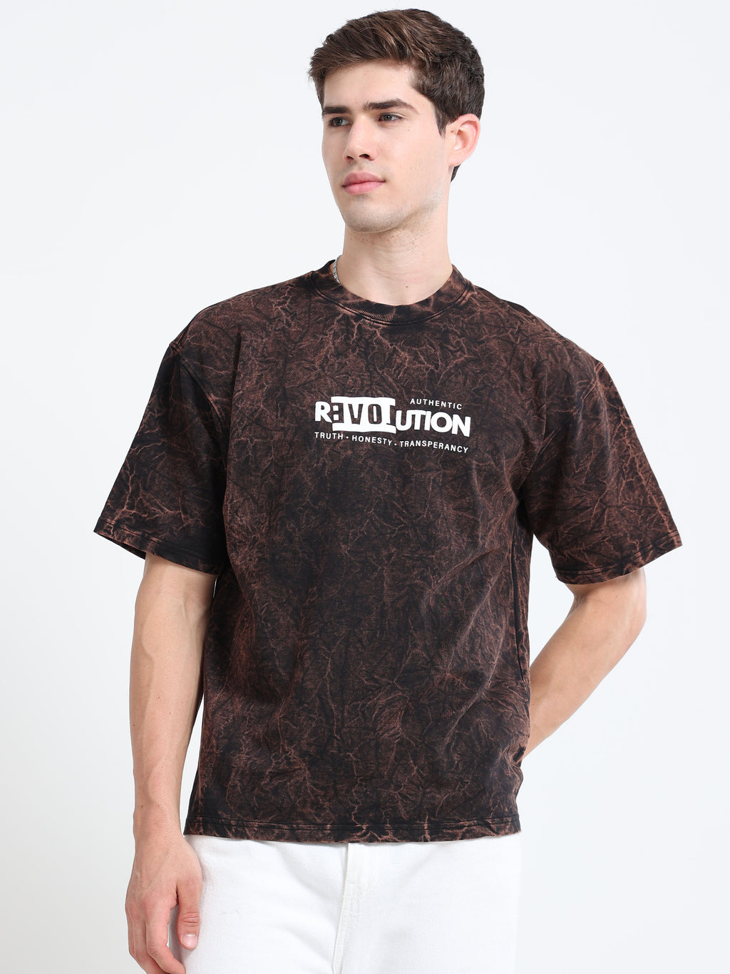 OVERSIZED PRINTED TSHIRTS | DARK BROWN