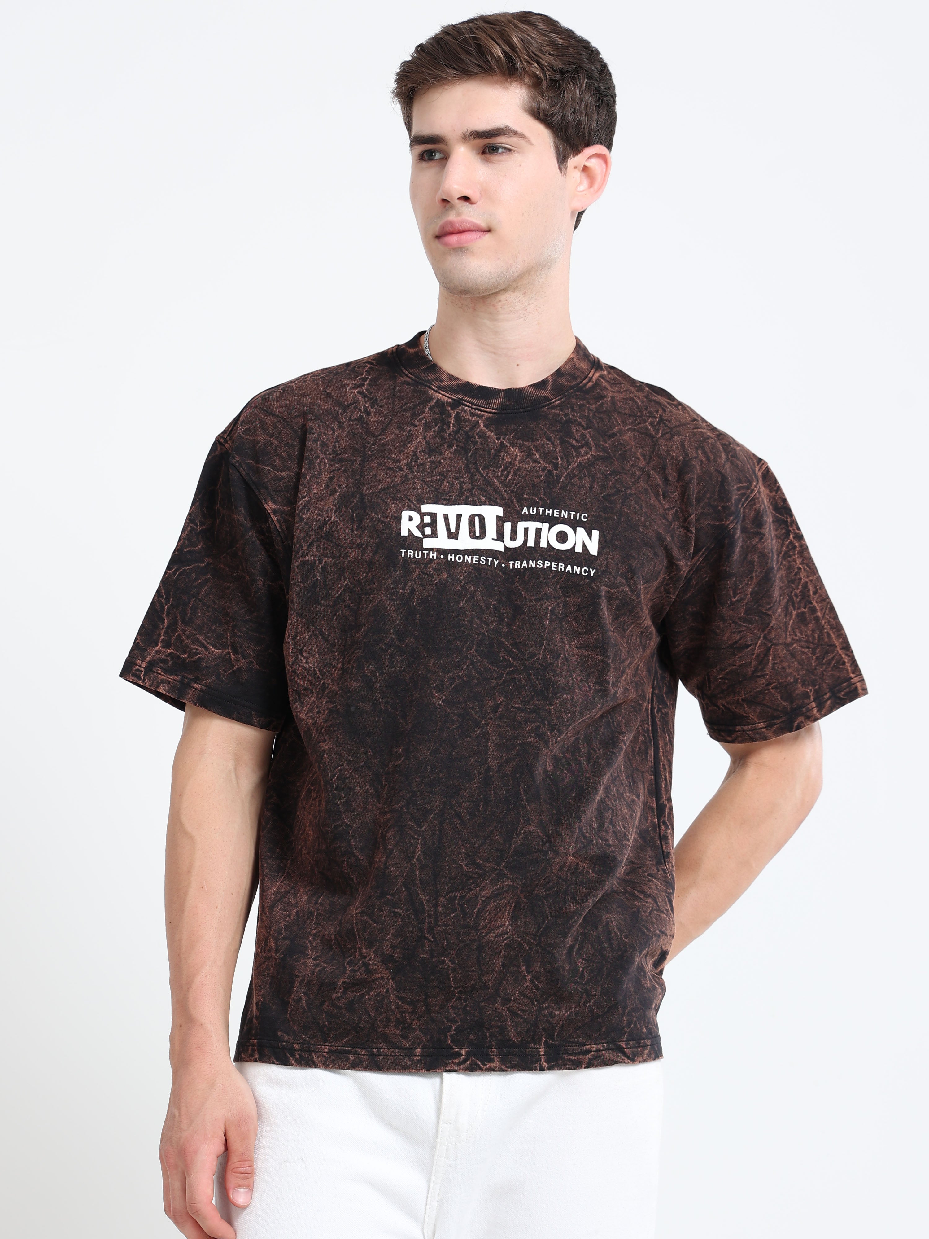 OVERSIZED PRINTED TSHIRTS | DARK BROWN