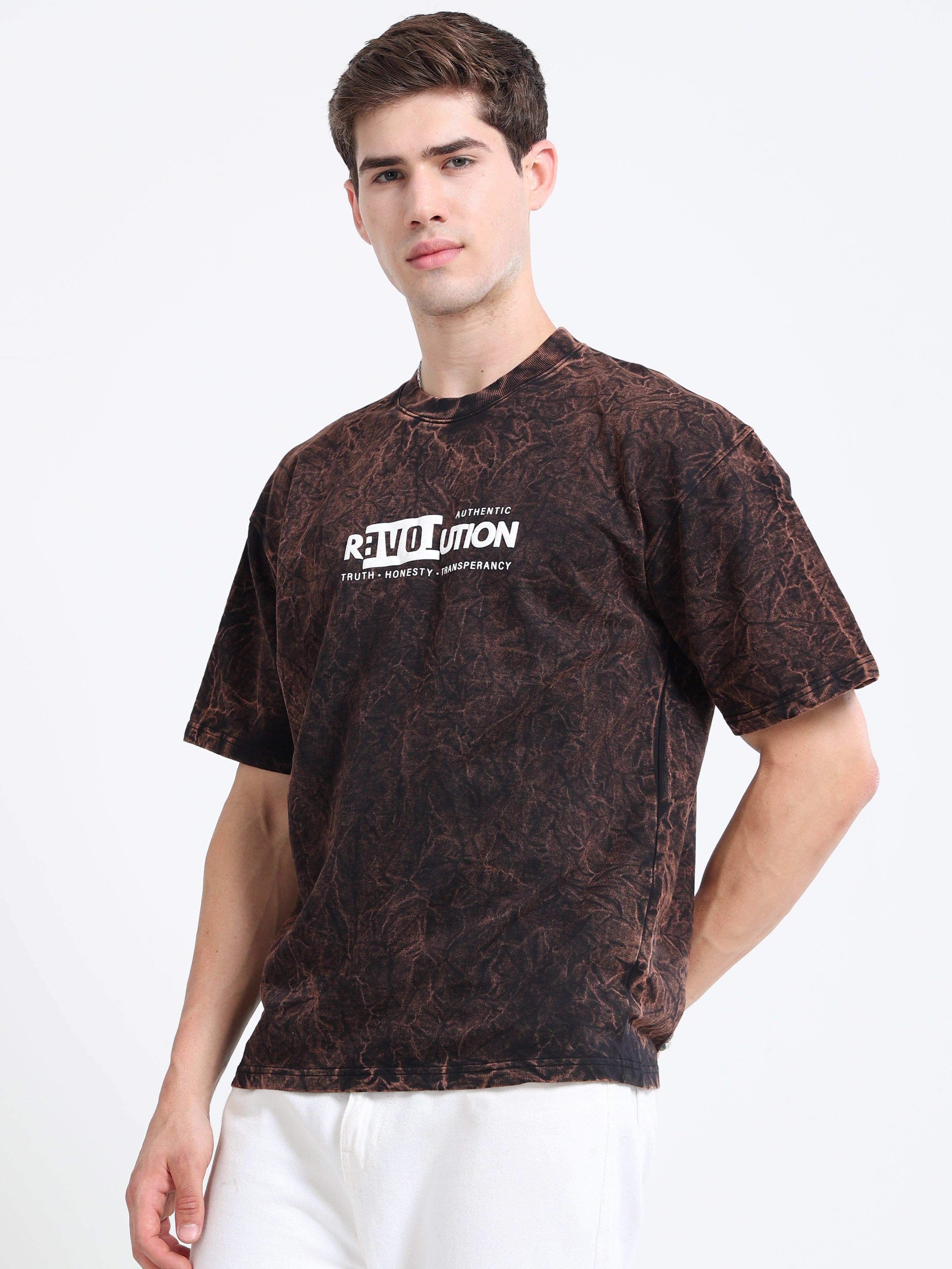 OVERSIZED PRINTED TSHIRTS | DARK BROWN
