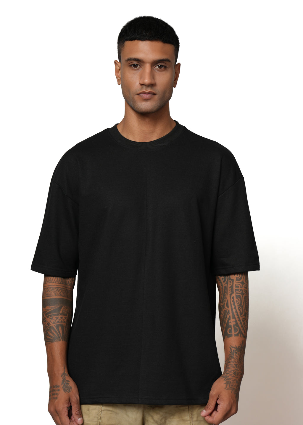 BLACKOVERSIZED PLAIN THSIRT | BLACK