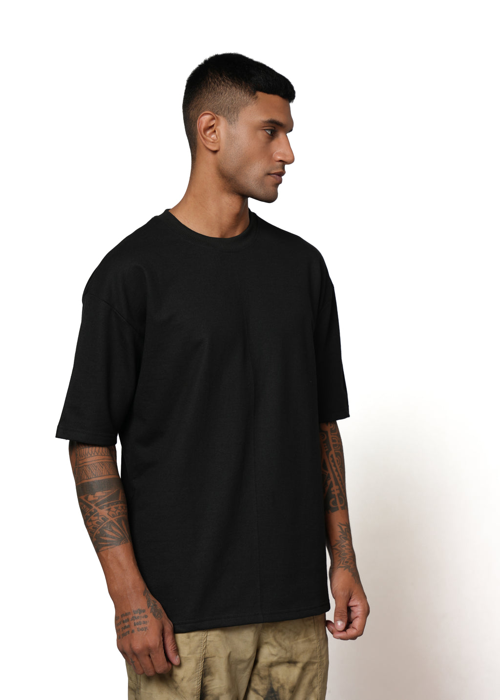 BLACKOVERSIZED PLAIN THSIRT | BLACK
