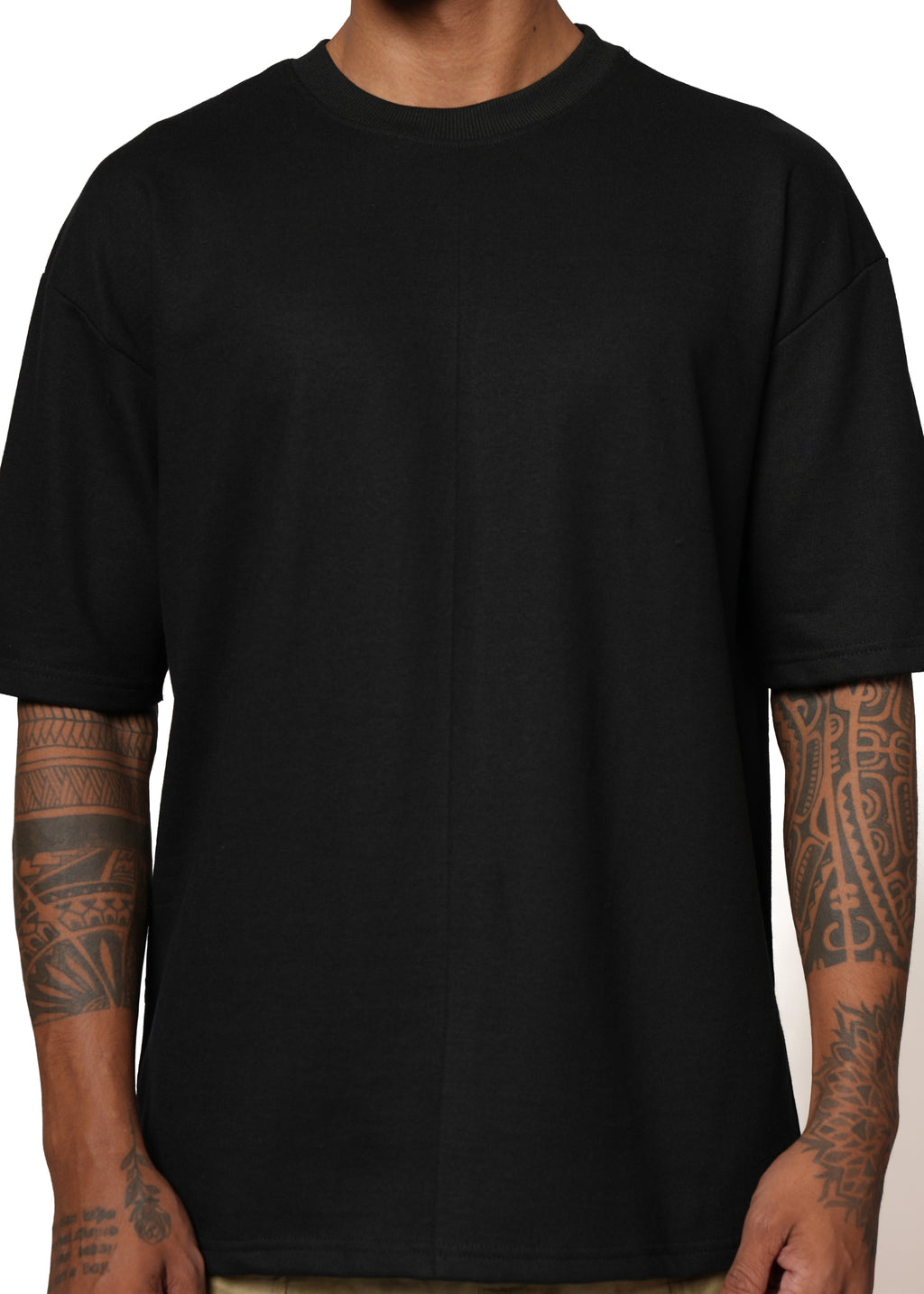BLACKOVERSIZED PLAIN THSIRT | BLACK
